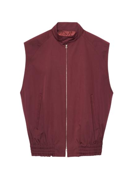 The Frankie Shop Lance Sleeveless Bomber Jacket - Burgundy - Oversized Minimalist Jackets in Red - Shop at Luxury Shoes 