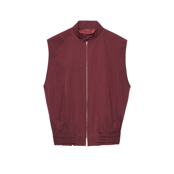 The Frankie Shop Lance Sleeveless Bomber Jacket - Burgundy - Oversized Minimalist Jackets in Red - Shop at Luxury Shoes 