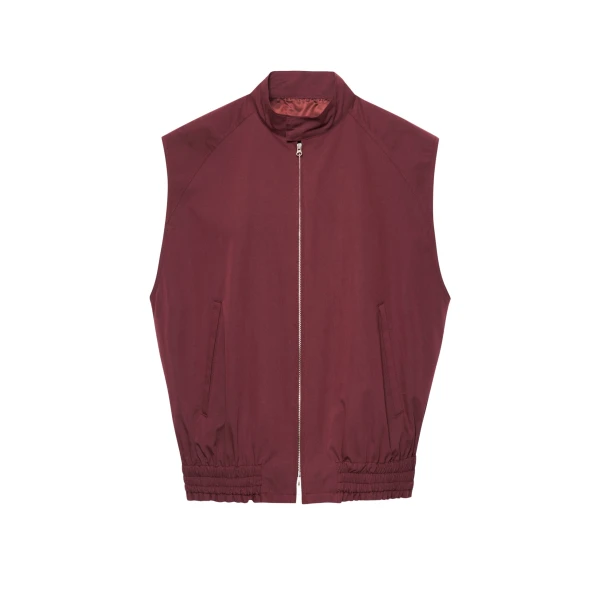 The Frankie Shop Lance Sleeveless Bomber Jacket - Burgundy - Oversized Minimalist Jackets in Red - Shop at Luxury Shoes 