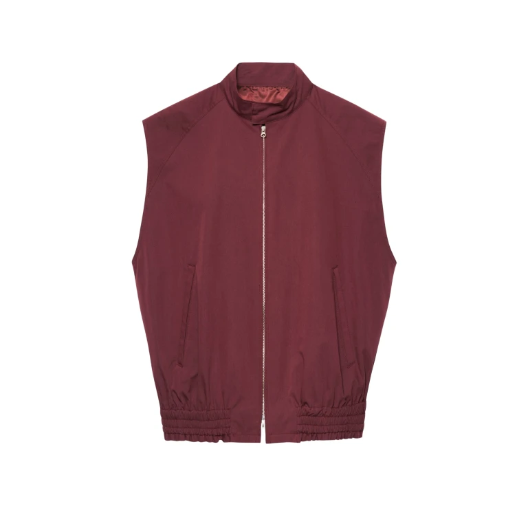 The Frankie Shop Lance Sleeveless Bomber Jacket - Burgundy - Oversized Minimalist Jackets in Red - Shop at Luxury Shoes 