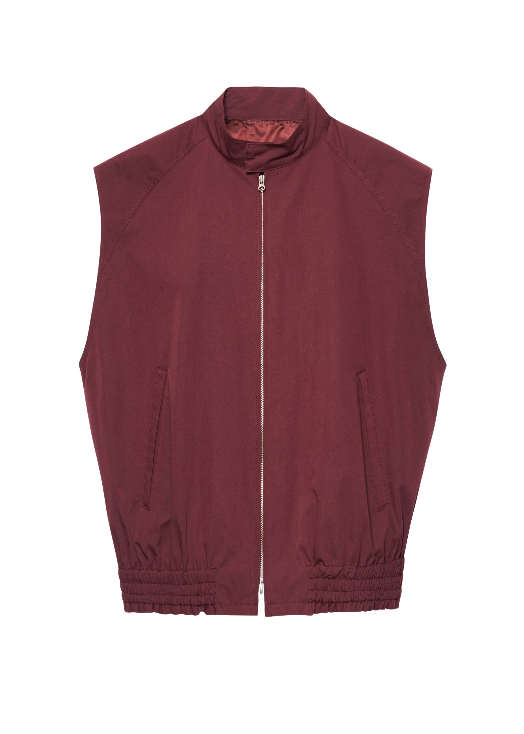 The Frankie Shop Lance Sleeveless Bomber Jacket - Burgundy - Oversized Minimalist Jackets in Red - Shop at Luxury Shoes 