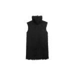 The Frankie Shop Lancy Fringed Funnel Neck Dress - Black - Oversized Minimalist Dresses in Black - Shop at Luxury Shoes 