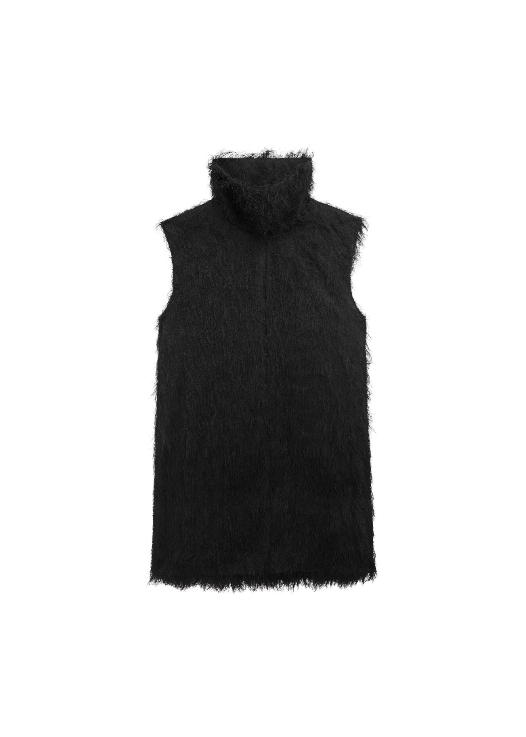 The Frankie Shop Lancy Fringed Funnel Neck Dress - Black - Oversized Minimalist Dresses in Black - Shop at Luxury Shoes 