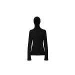 The Frankie Shop Larice Hooded Knit Top - Black - Oversized Minimalist Tops in Black - Shop at Luxury Shoes 