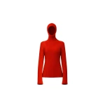 The Frankie Shop Larice Hooded Knit Top - Red - Oversized Minimalist Tops in Red - Shop at Luxury Shoes 