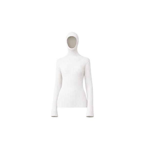 The Frankie Shop Larice Hooded Knit Top - White - Oversized Minimalist Tops in White - Shop at Luxury Shoes 