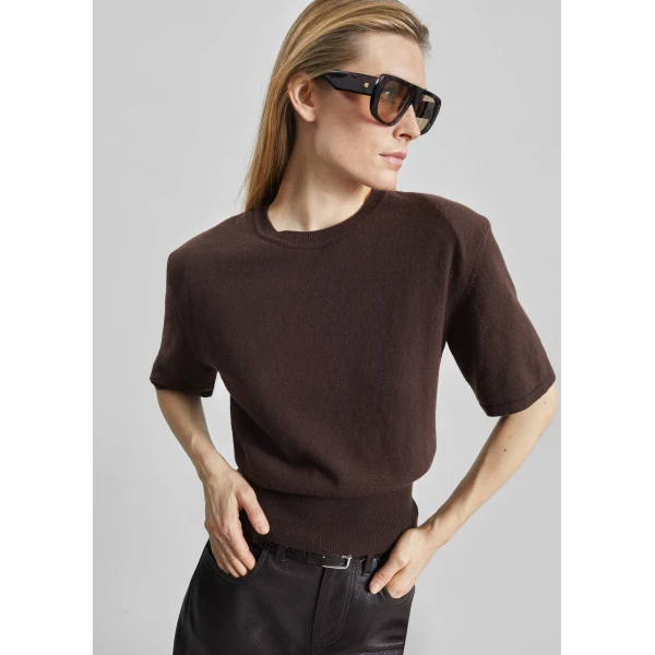 The Frankie Shop Lausanne Cashmere Detachable Layered Knit Set – Brown, view 3