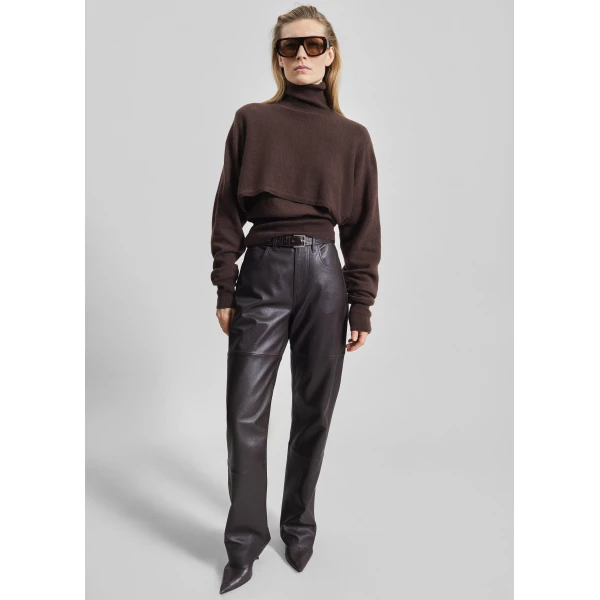 The Frankie Shop Lausanne Cashmere Detachable Layered Knit Set – Brown, view 5