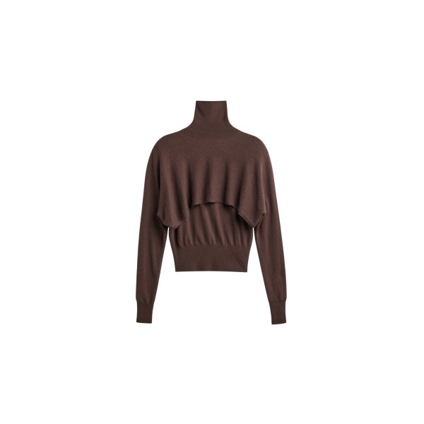 The Frankie Shop Lausanne Cashmere Detachable Layered Knit Set - Brown - Oversized Minimalist Knitwear in Beige - Shop at Luxury Shoes 