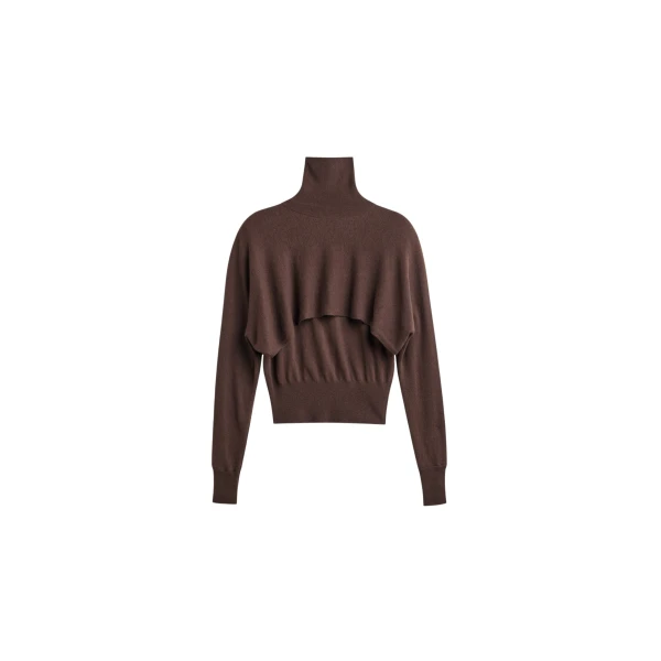 The Frankie Shop Lausanne Cashmere Detachable Layered Knit Set – Brown