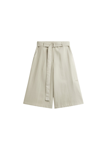 The Frankie Shop Lavre Belted Bermuda Shorts - Beige Melange - Oversized Minimalist Shorts in Beige - Shop at Luxury Shoes 