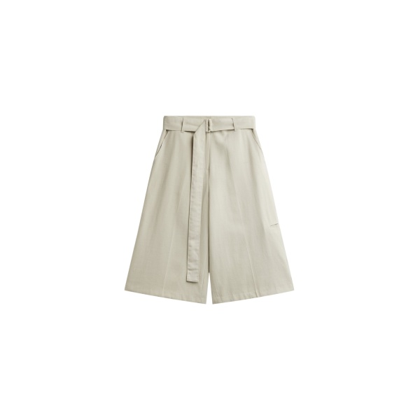 The Frankie Shop Lavre Belted Bermuda Shorts - Beige Melange - Oversized Minimalist Shorts in Beige - Shop at Luxury Shoes 