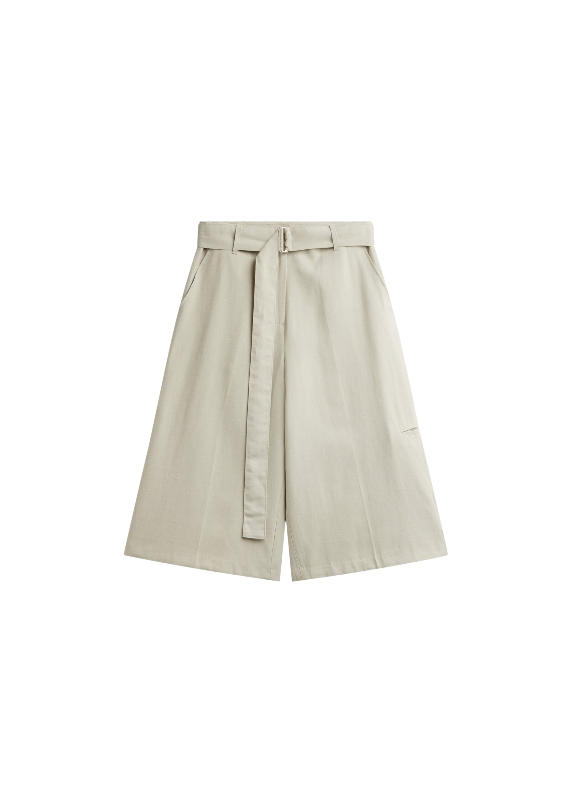 The Frankie Shop Lavre Belted Bermuda Shorts – Beige Melange