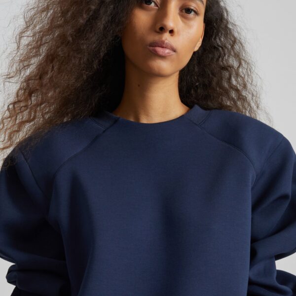 The Frankie Shop Leian Neoprene Padded Sweatshirt – Navy Top, view 4