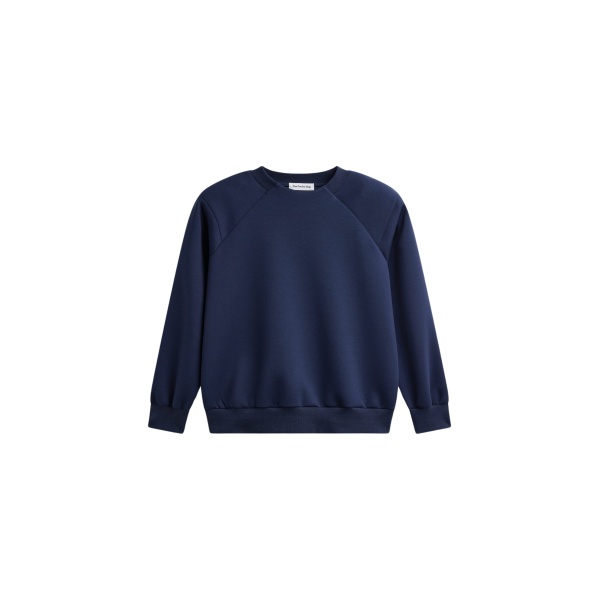 The Frankie Shop Leian Neoprene Padded Sweatshirt - Navy - Oversized Minimalist Tops in Blue - Shop at Luxury Shoes 