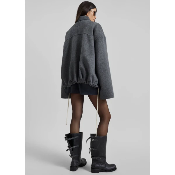 The Frankie Shop Lemvig Wool Drawstring Jacket – Grey, view 3