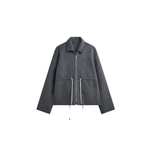 The Frankie Shop Lemvig Wool Drawstring Jacket – Grey