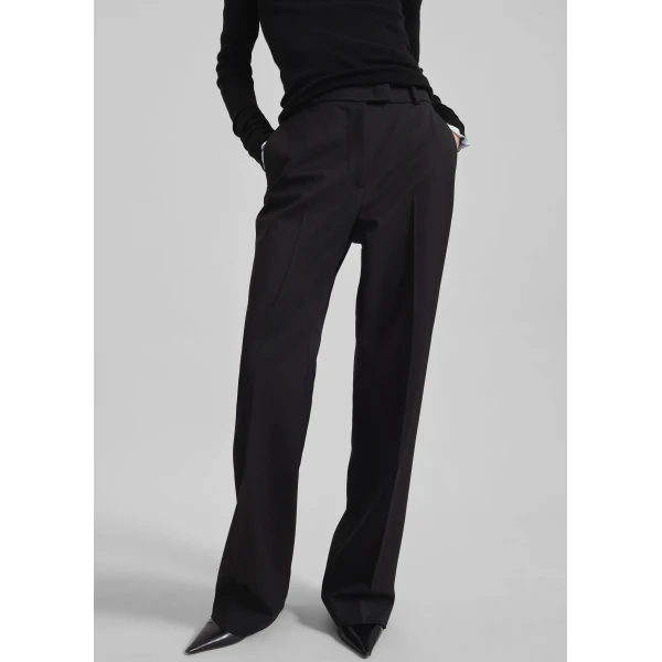 The Frankie Shop Lenora Straight Trousers - Black - Oversized Minimalist Pants in Black - Shop at Luxury Shoes 
