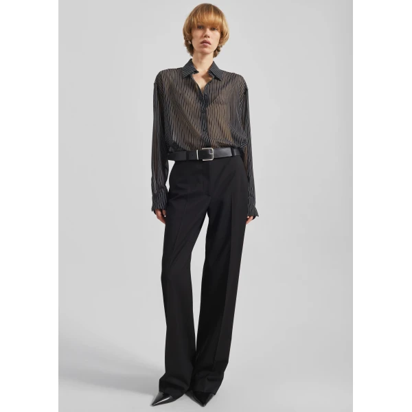 The Frankie Shop Lenora Straight Trousers - Black - Oversized Minimalist Pants in Black - Shop at Luxury Shoes 