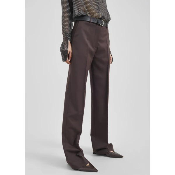 The Frankie Shop Lenora Straight Trousers - Brown - Oversized Minimalist Pants in Beige - Shop at Luxury Shoes 
