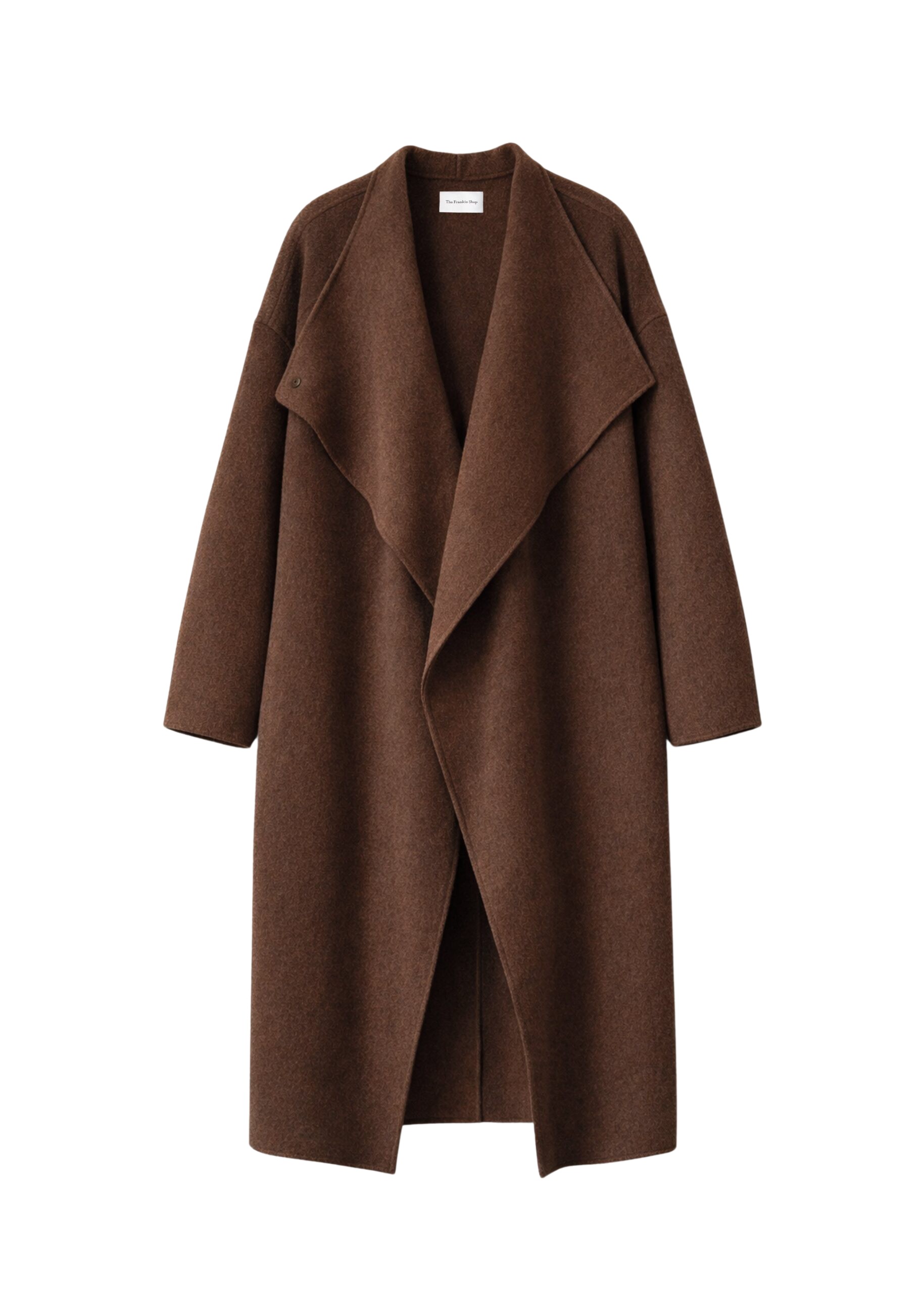 The Frankie Shop Leroy Funnel Neck Wool Coat – Brown Melange