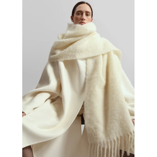 The Frankie Shop Leroy Funnel Neck Wool Coat - White - Oversized Minimalist Coats in White - Shop at Luxury Shoes 