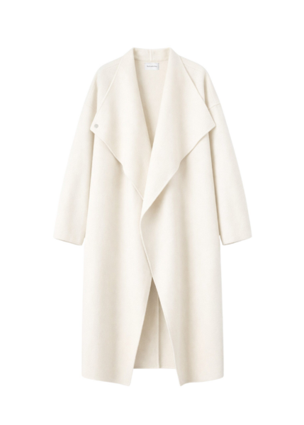 The Frankie Shop Leroy Funnel Neck Wool Coat - White - Oversized Minimalist Coats in White - Shop at Luxury Shoes 