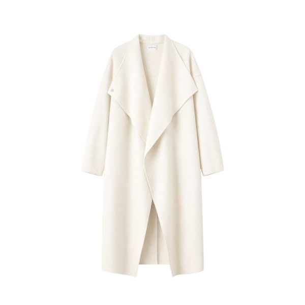 The Frankie Shop Leroy Funnel Neck Wool Coat - White - Oversized Minimalist Coats in White - Shop at Luxury Shoes 