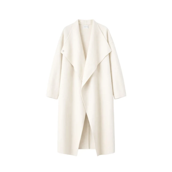 The Frankie Shop Leroy Funnel Neck Wool Coat - White - Oversized Minimalist Coats in White - Shop at Luxury Shoes 