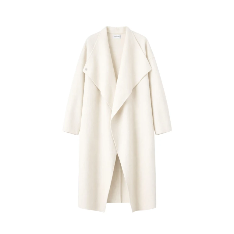 The Frankie Shop Leroy Funnel Neck Wool Coat - White - Oversized Minimalist Coats in White - Shop at Luxury Shoes 