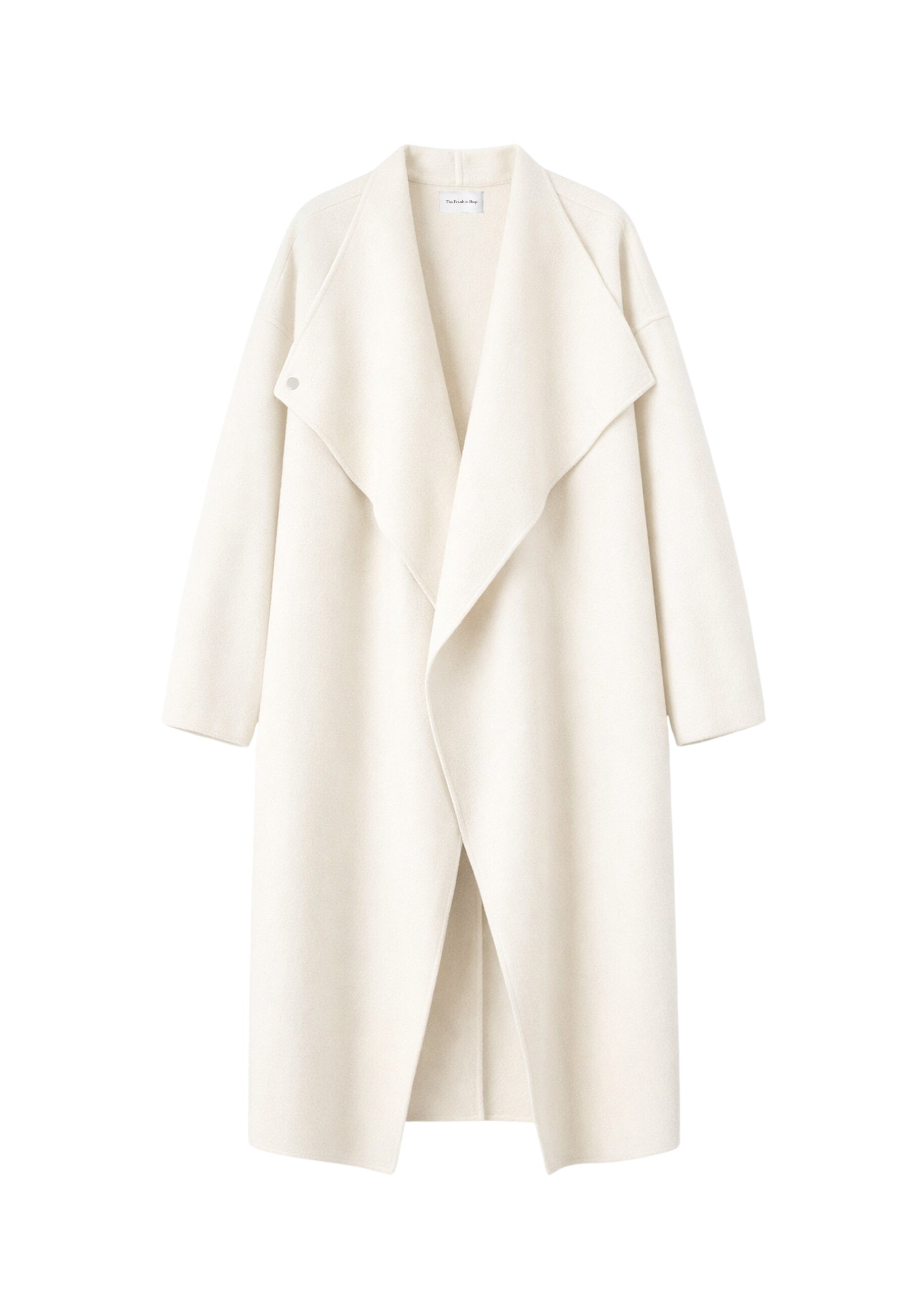 The Frankie Shop Leroy Funnel Neck Wool Coat – White