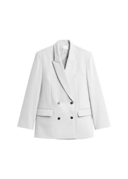 The Frankie Shop Leven Double-Breasted Blazer - Light Grey - Oversized Minimalist Jackets in Grey - Shop at Luxury Shoes 