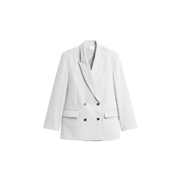 The Frankie Shop Leven Double-Breasted Blazer - Light Grey - Oversized Minimalist Jackets in Grey - Shop at Luxury Shoes 