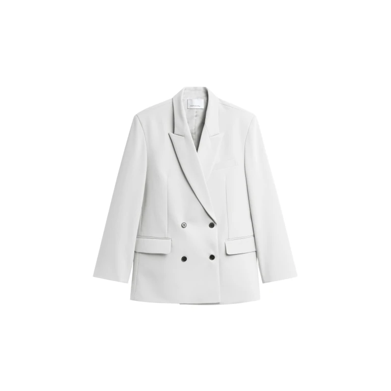 The Frankie Shop Leven Double-Breasted Blazer - Light Grey - Oversized Minimalist Jackets in Grey - Shop at Luxury Shoes 