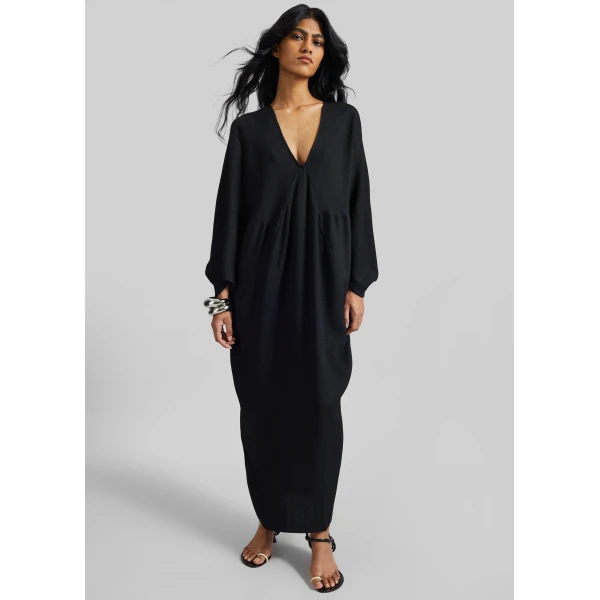 The Frankie Shop Lilia Kaftan Dress - Black - Oversized Minimalist Dresses in Black - Shop at Luxury Shoes 