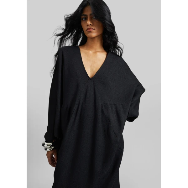 The Frankie Shop Lilia Kaftan Dress - Black - Oversized Minimalist Dresses in Black - Shop at Luxury Shoes 