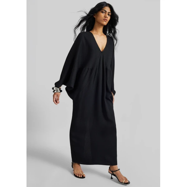 The Frankie Shop Lilia Kaftan Dress - Black - Oversized Minimalist Dresses in Black - Shop at Luxury Shoes 