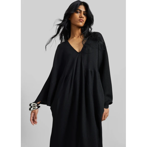 The Frankie Shop Lilia Kaftan Dress - Black - Oversized Minimalist Dresses in Black - Shop at Luxury Shoes 