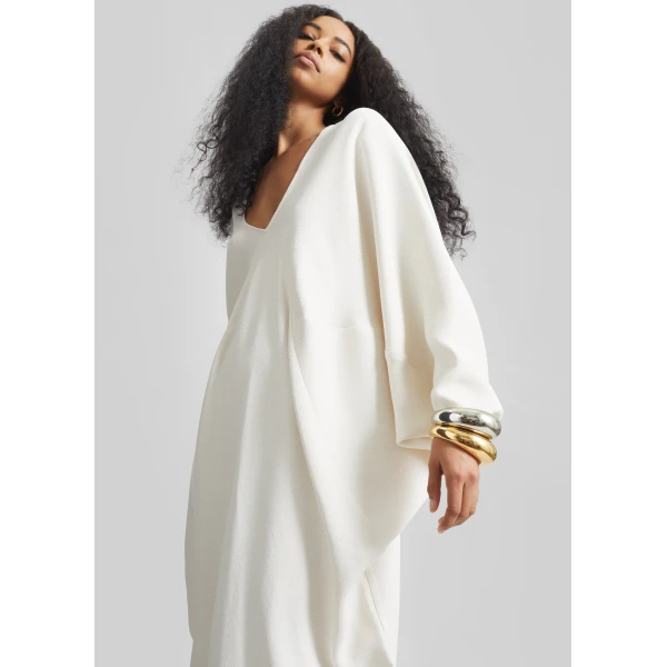 The Frankie Shop Lilia Kaftan Dress - Ivory - Oversized Minimalist Dresses in Ivory - Shop at Luxury Shoes 