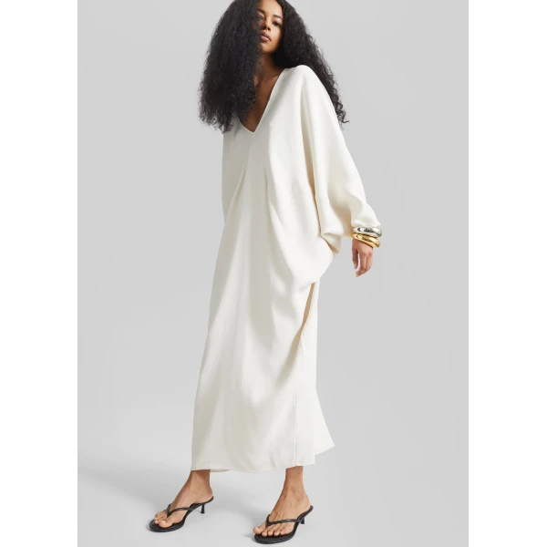 The Frankie Shop Lilia Kaftan Dress - Ivory - Oversized Minimalist Dresses in Ivory - Shop at Luxury Shoes 