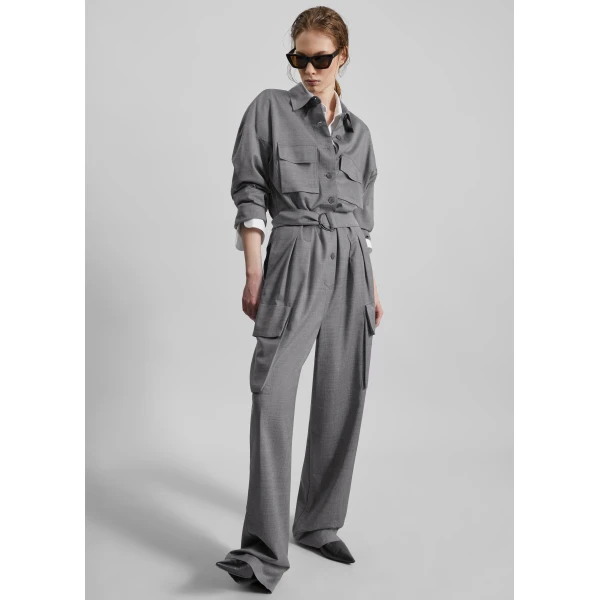 The Frankie Shop Linda Jumpsuit - Grey Melange - Oversized Minimalist Jumpsuit in Grey - Shop at Luxury Shoes 
