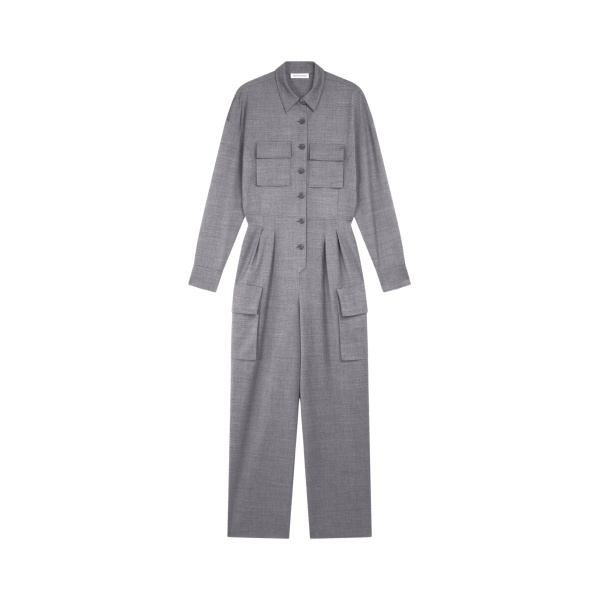 The Frankie Shop Linda Jumpsuit - Grey Melange - Oversized Minimalist Jumpsuit in Grey - Shop at Luxury Shoes 