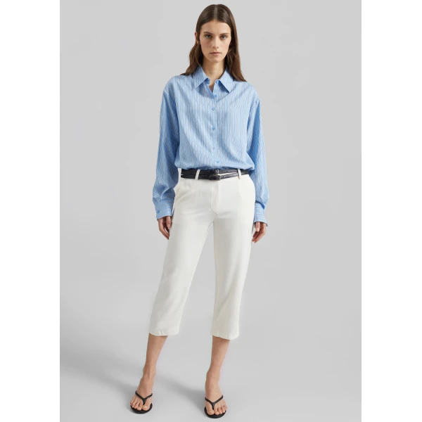 The Frankie Shop Lior Fluid Capri Pants - Ivory - Oversized Minimalist Pants in Ivory - Shop at Luxury Shoes 