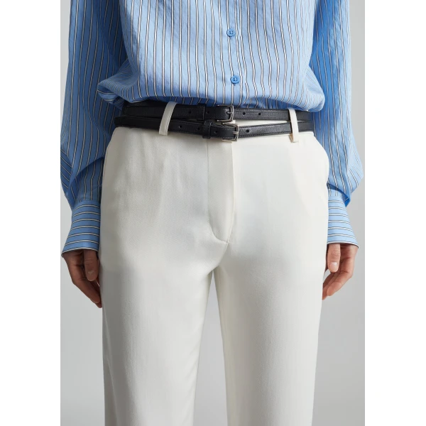 The Frankie Shop Lior Fluid Capri Pants - Ivory - Oversized Minimalist Pants in Ivory - Shop at Luxury Shoes 