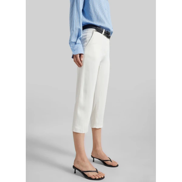 The Frankie Shop Lior Fluid Capri Pants - Ivory - Oversized Minimalist Pants in Ivory - Shop at Luxury Shoes 