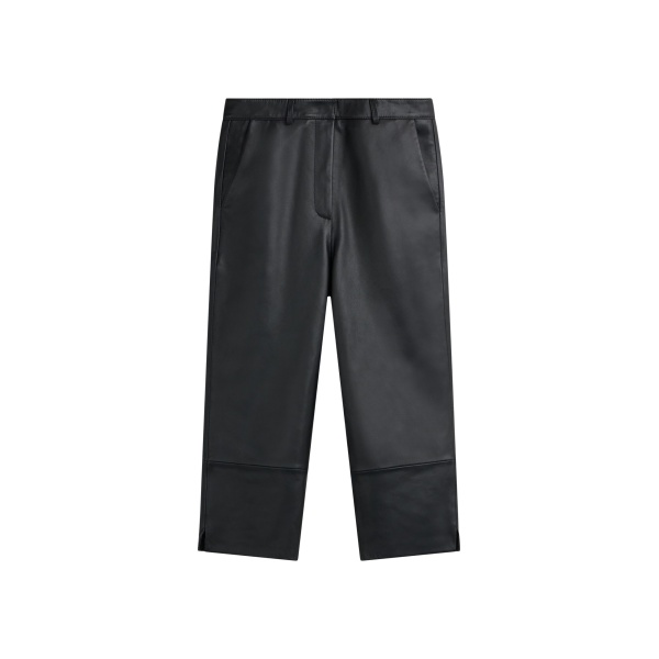 The Frankie Shop Lior Leather Capri Pants - Black - Oversized Minimalist Pants in Black - Shop at Luxury Shoes 
