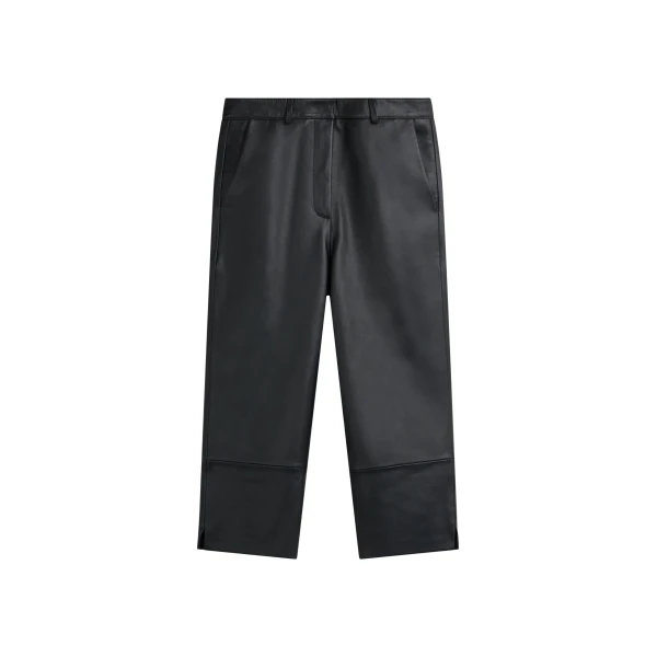 The Frankie Shop Lior Leather Capri Pants - Black - Oversized Minimalist Pants in Black - Shop at Luxury Shoes 