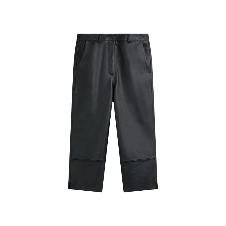 The Frankie Shop Lior Leather Capri Pants - Black - Oversized Minimalist Pants in Black - Shop at Luxury Shoes 