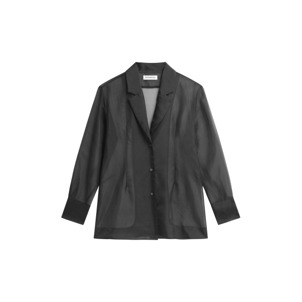 The Frankie Shop Lise Sheer Blazer - Black - Oversized Minimalist Jackets in Black - Shop at Luxury Shoes 