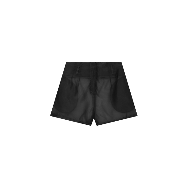 The Frankie Shop Lise Sheer Shorts - Black - Oversized Minimalist Shorts in Black - Shop at Luxury Shoes 